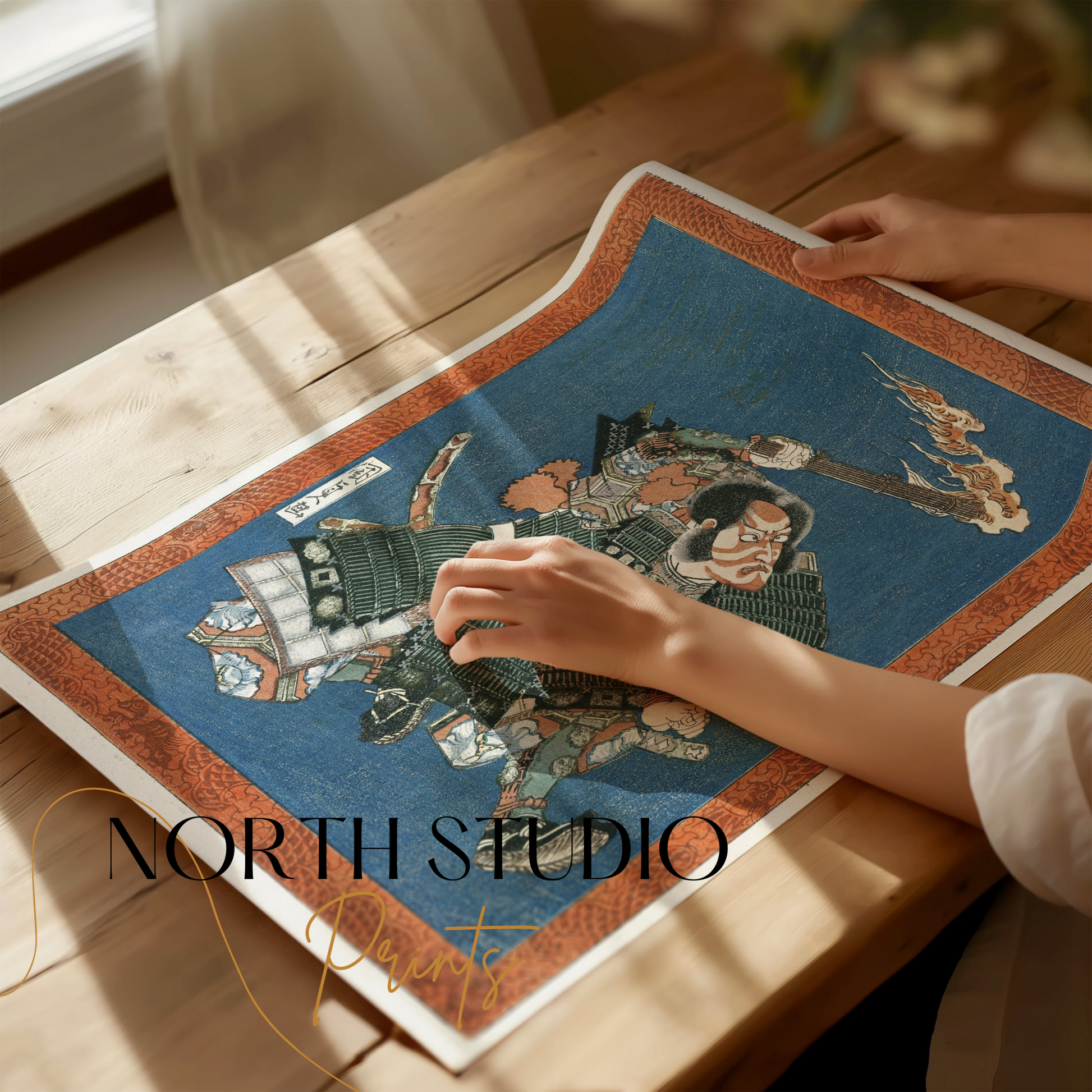 Premium Poster of Striking Japanese Samurai Torch in Hand Posters