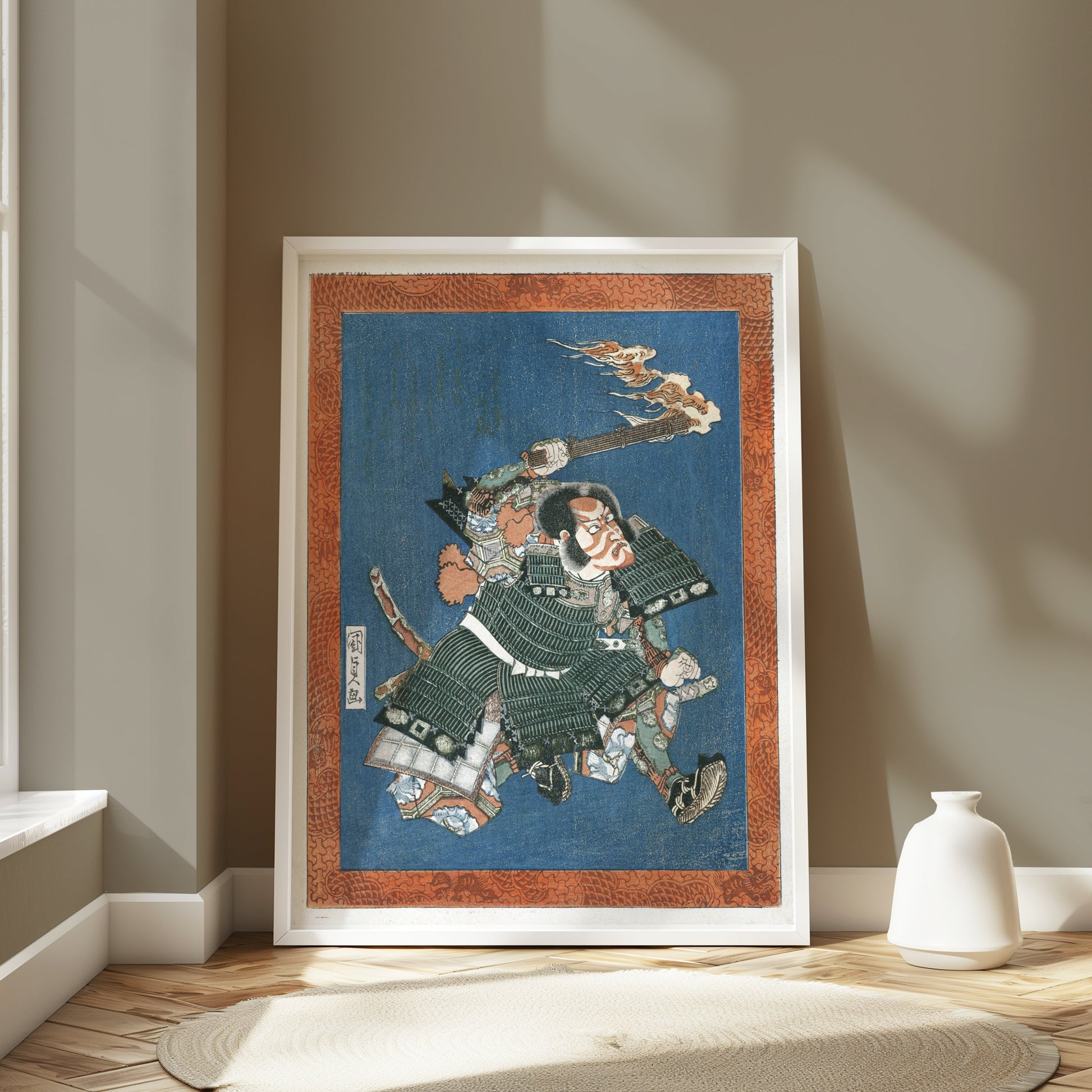 Premium Poster of Striking Japanese Samurai Torch in Hand Posters