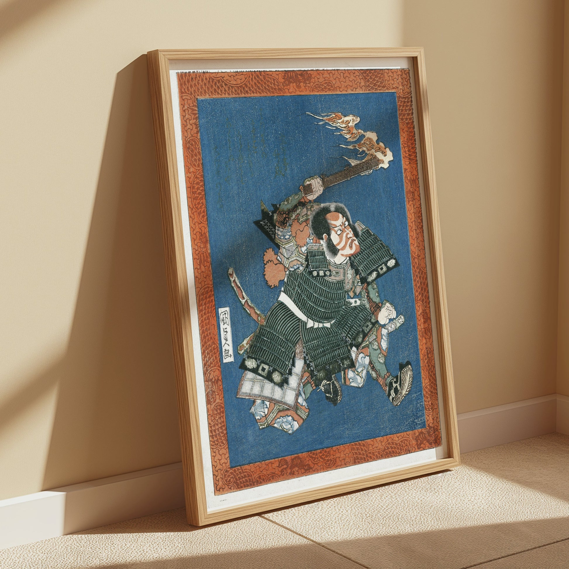 Premium Poster of Striking Japanese Samurai Torch in Hand Posters