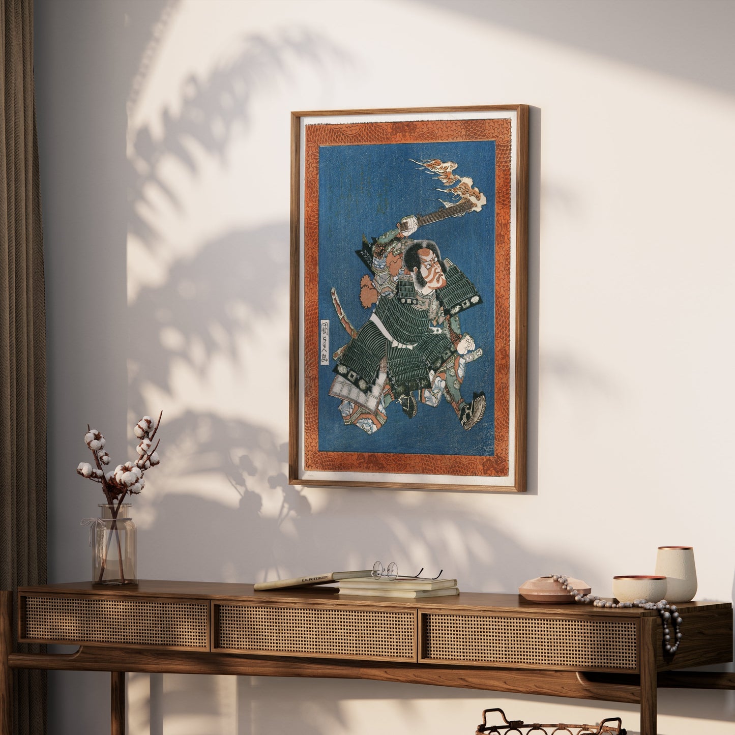 Premium Poster of Striking Japanese Samurai Torch in Hand Posters