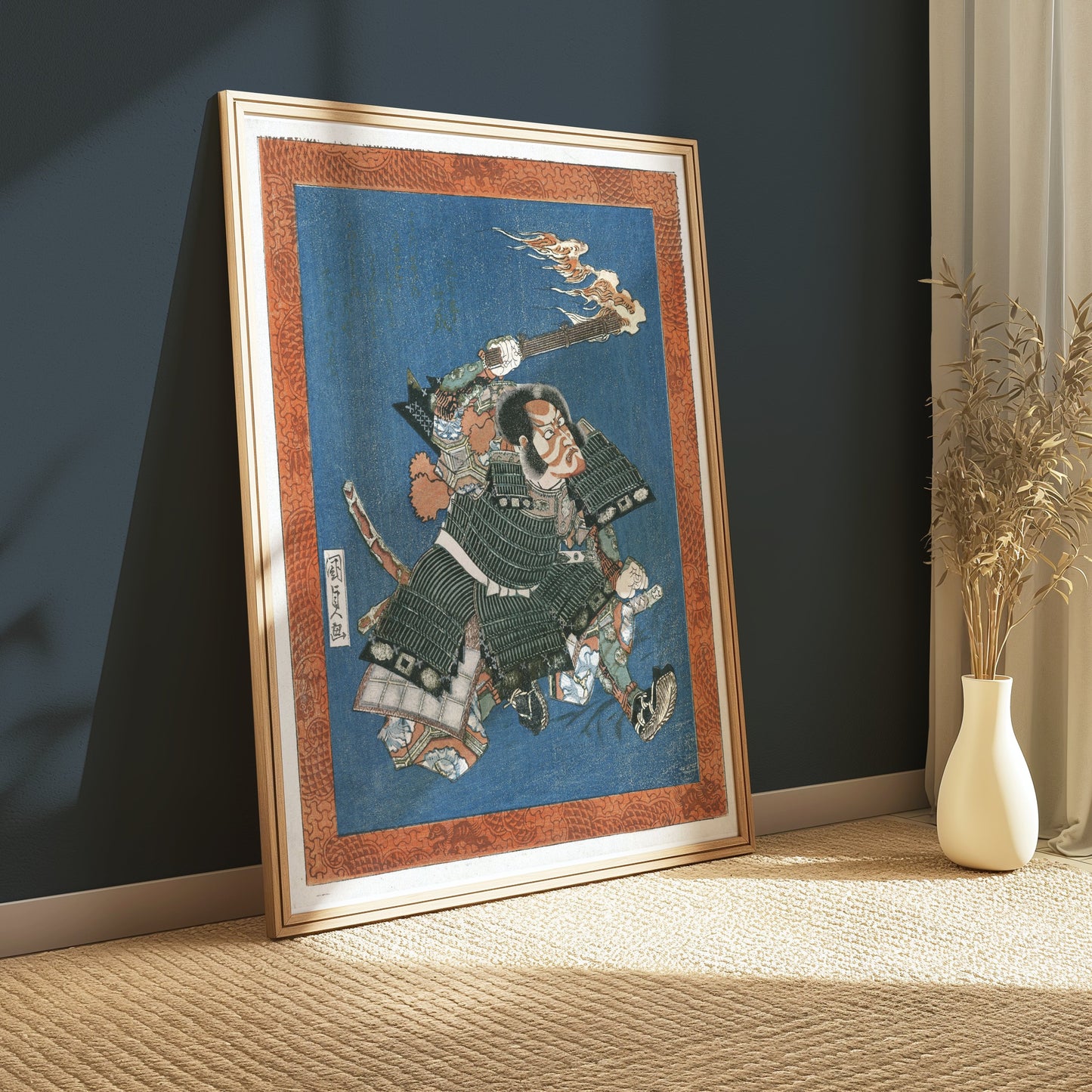 Premium Poster of Striking Japanese Samurai Torch in Hand Posters