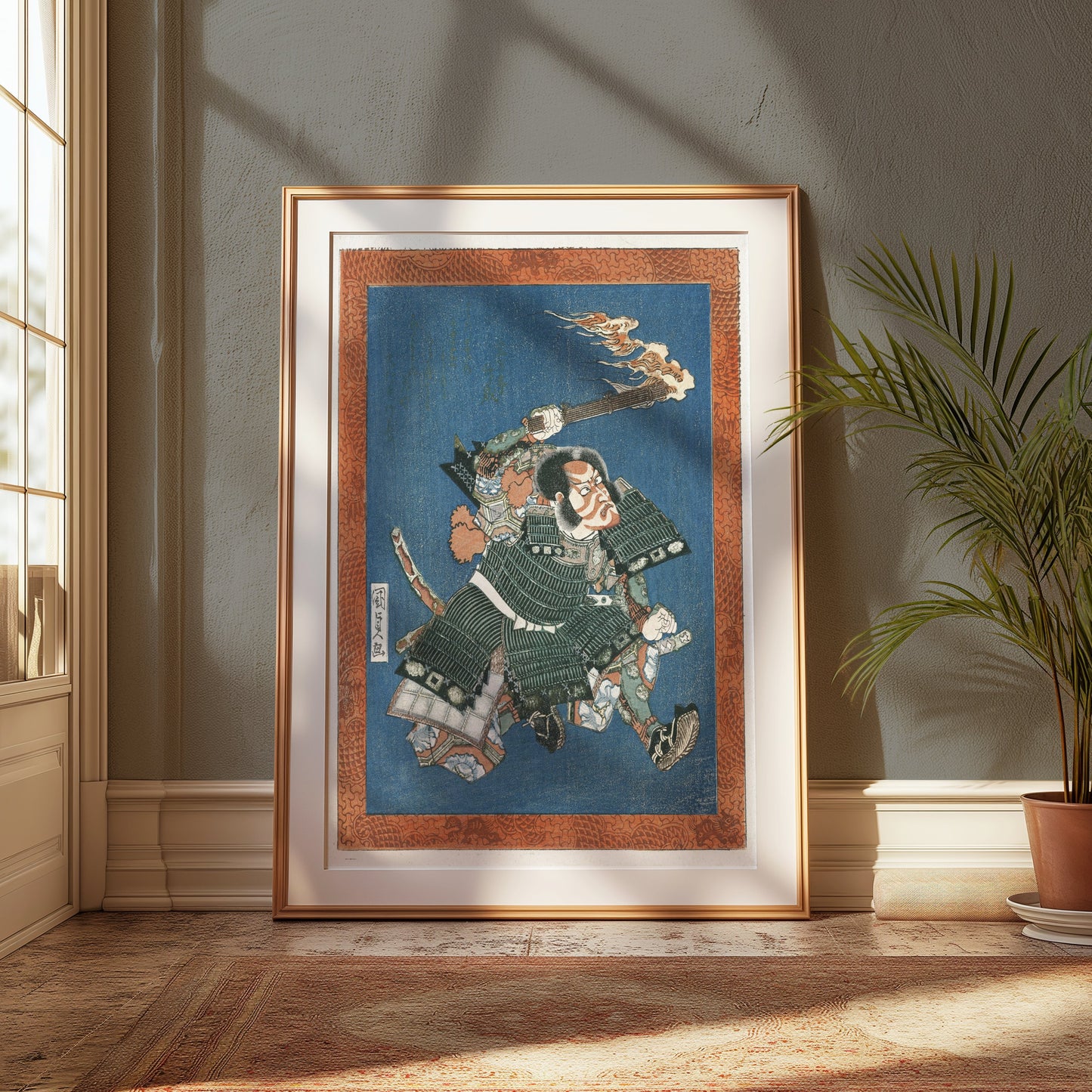Premium Poster of Striking Japanese Samurai Torch in Hand Posters