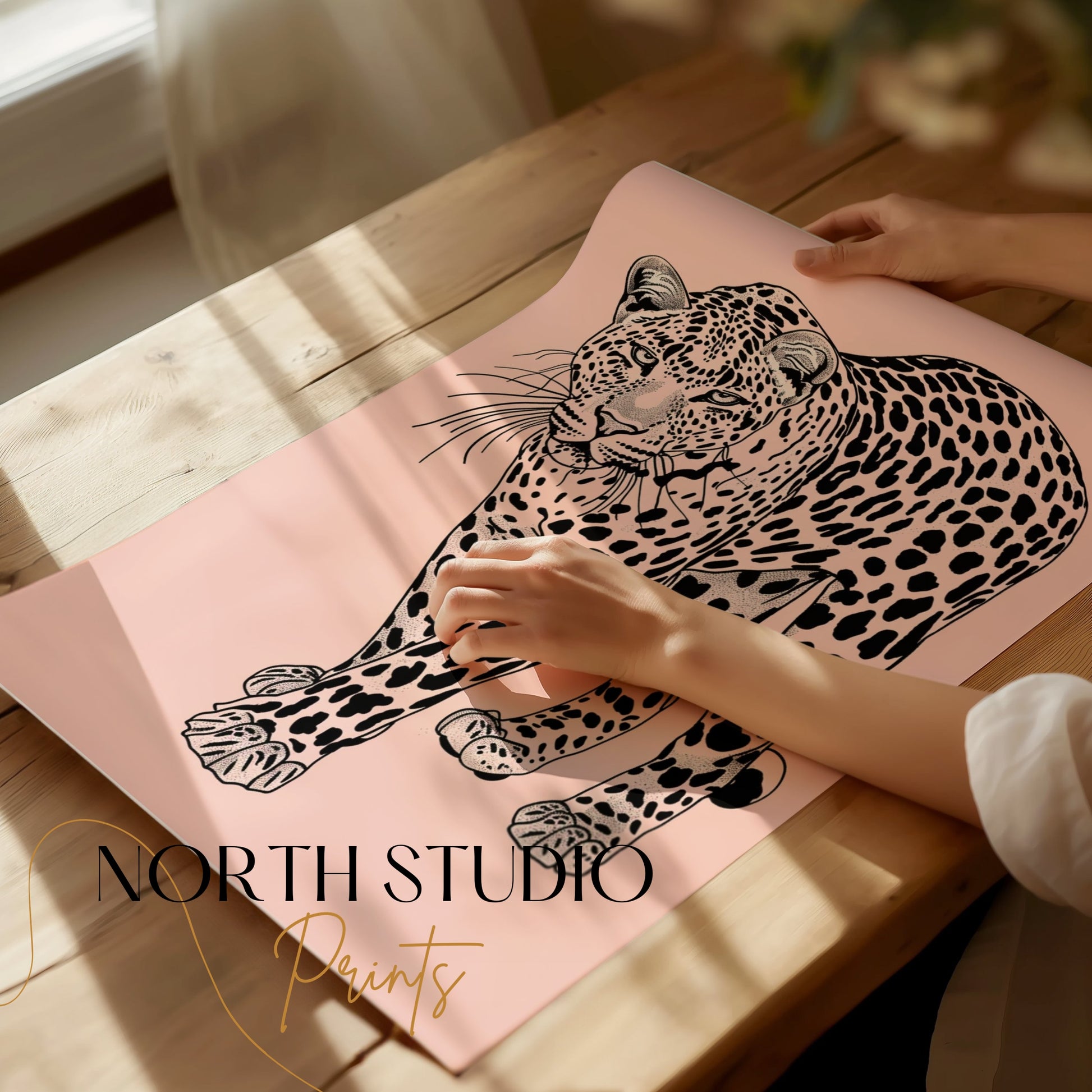 Premium Poster of Striking Leopard Artwork Black Spots Minimal Design Posters