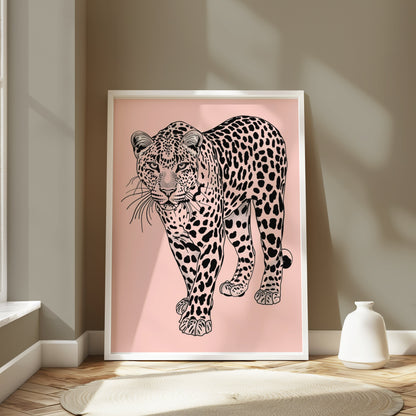 Premium Poster of Striking Leopard Artwork Black Spots Minimal Design Posters