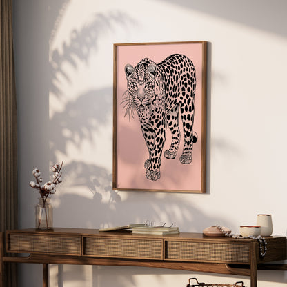 Premium Poster of Striking Leopard Artwork Black Spots Minimal Design Posters