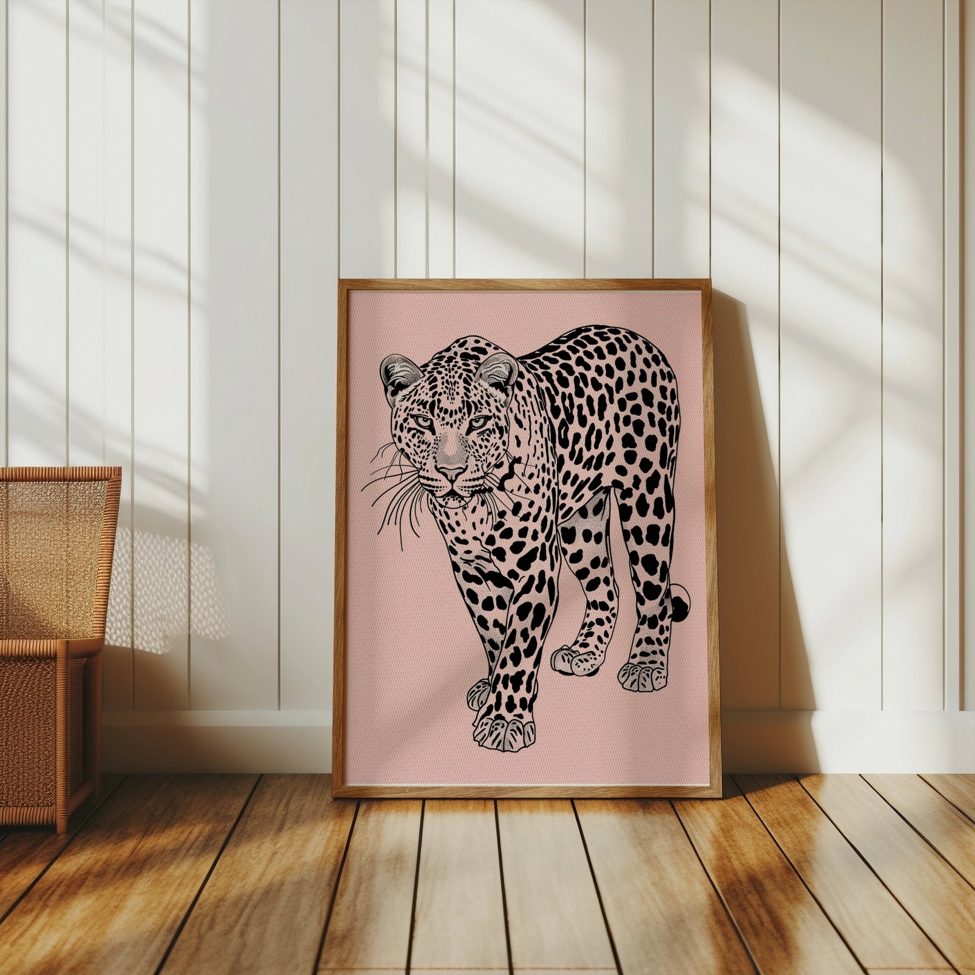 Premium Poster of Striking Leopard Artwork Black Spots Minimal Design Posters