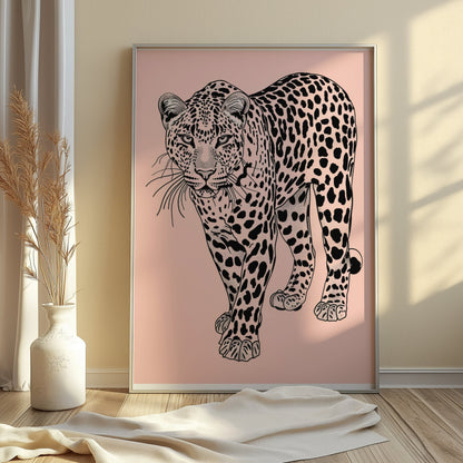 Premium Poster of Striking Leopard Artwork Black Spots Minimal Design Posters