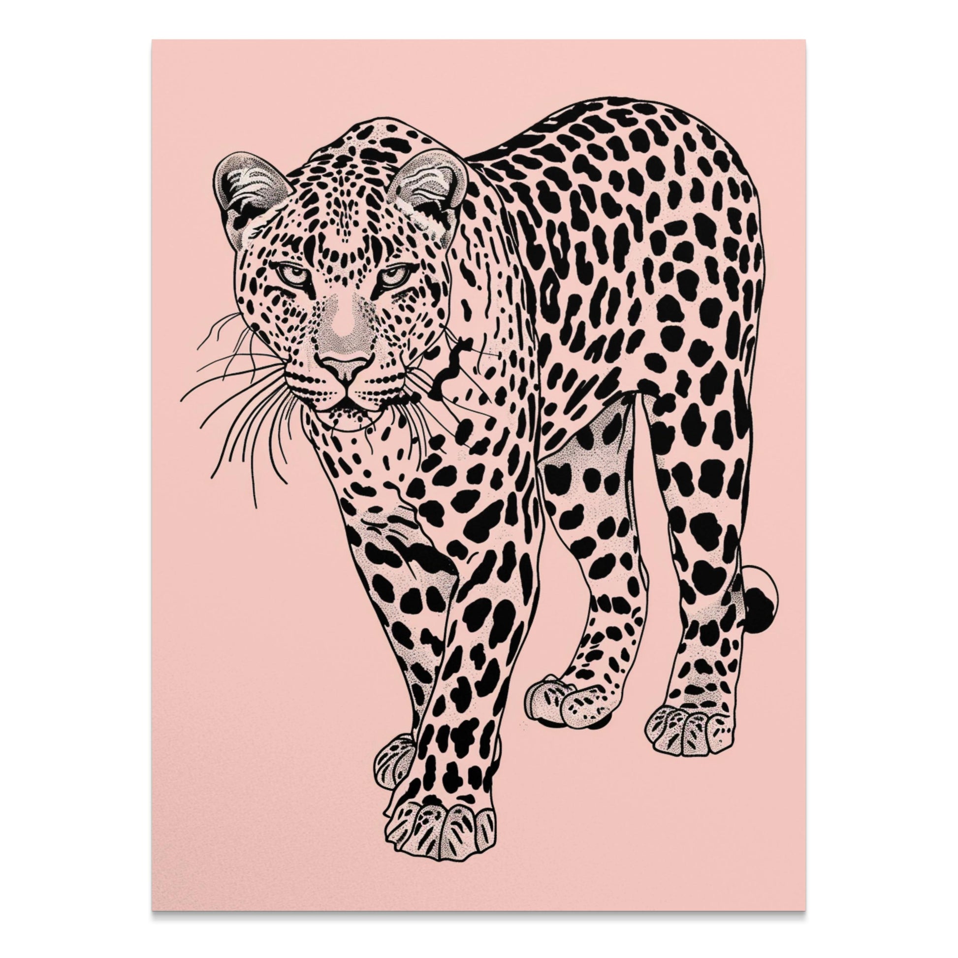 Premium Poster of Striking Leopard Artwork Black Spots Minimal Design Posters