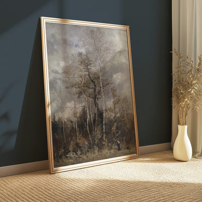 Premium Poster of Stunning Autumn Trees With Overcast Sky Art Posters