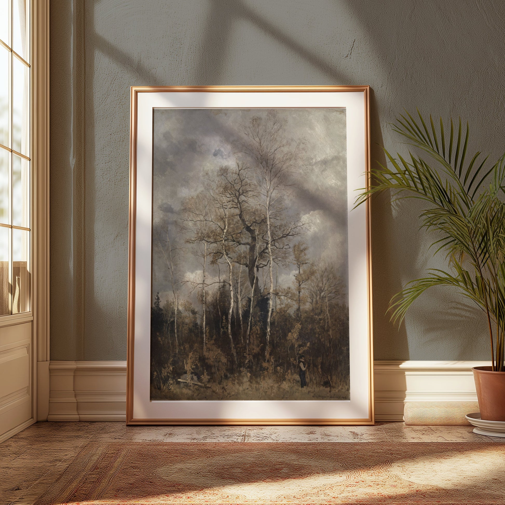 Premium Poster of Stunning Autumn Trees With Overcast Sky Art Posters