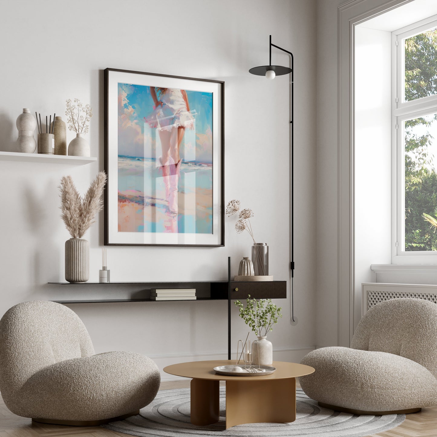 Premium Poster of Stunning Beach Vibe with Pink Boots Posters