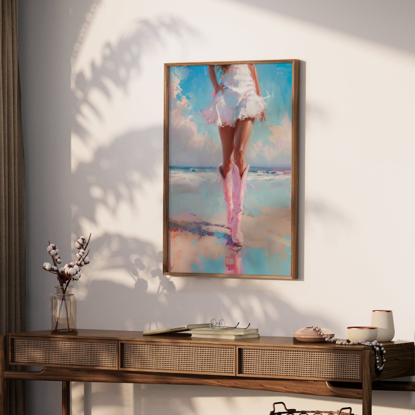 Premium Poster of Stunning Beach Vibe with Pink Boots Posters