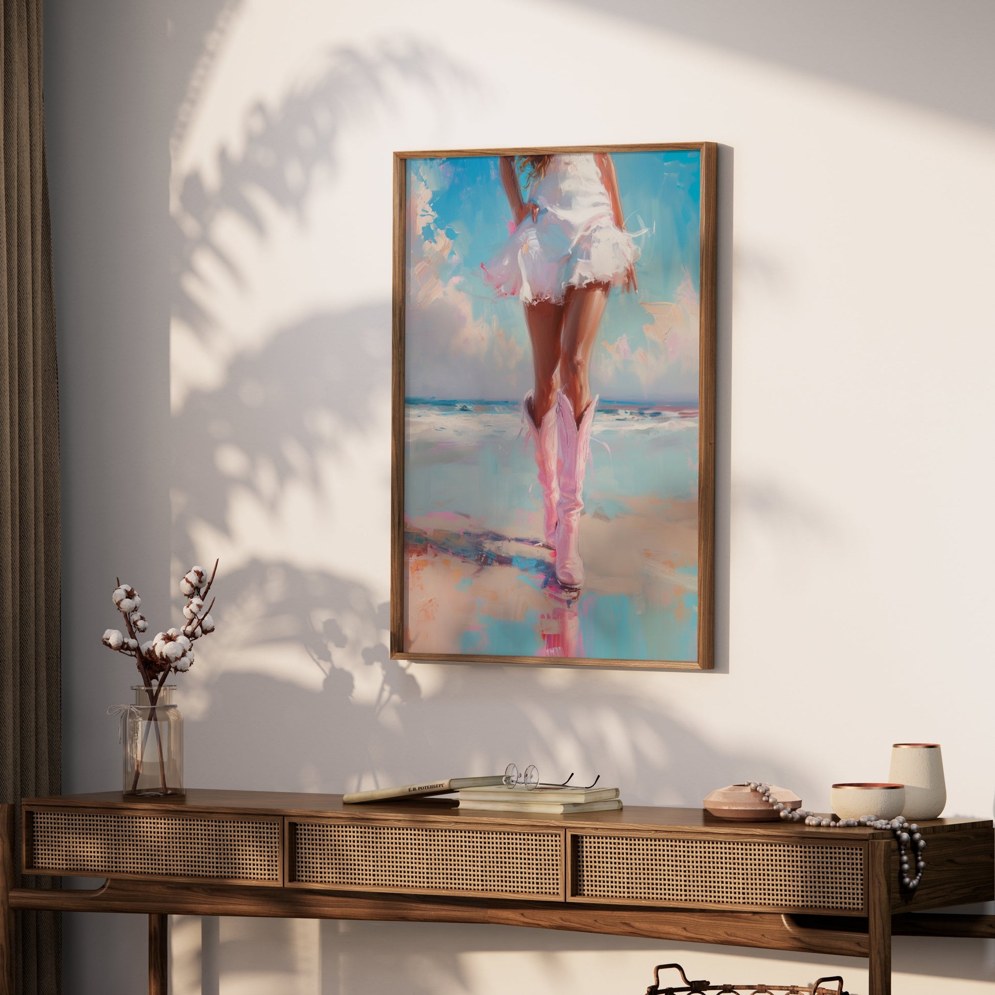 Premium Poster of Stunning Beach Vibe with Pink Boots Posters