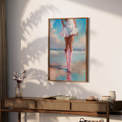 Premium Poster of Stunning Beach Vibe with Pink Boots Posters