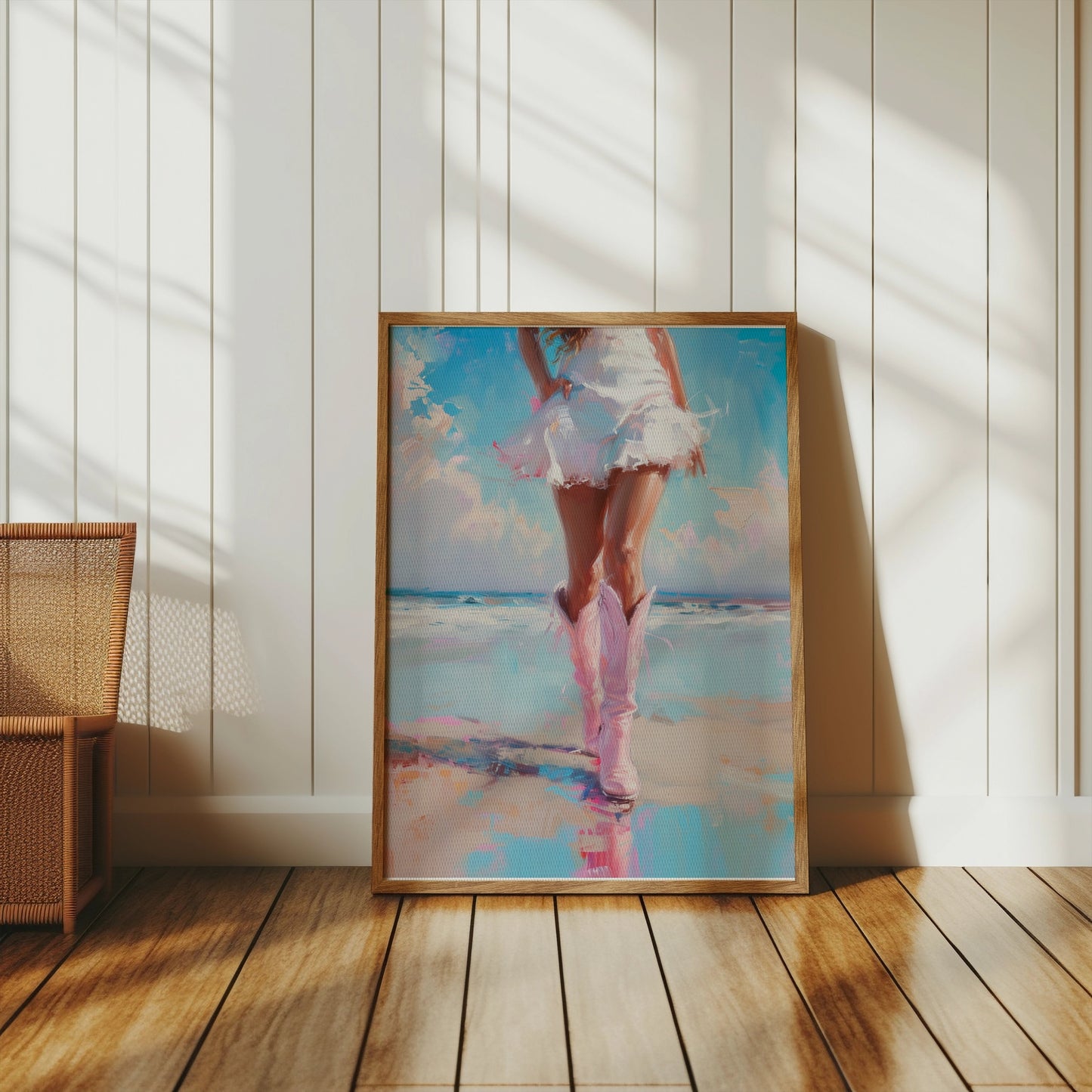 Premium Poster of Stunning Beach Vibe with Pink Boots Posters