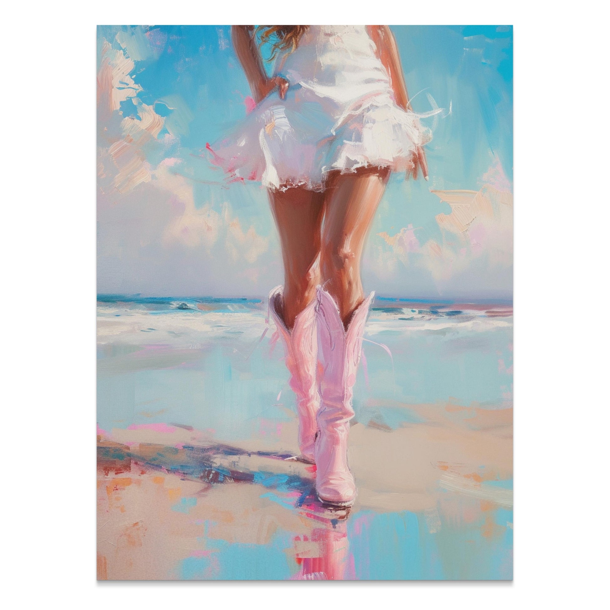 Premium Poster of Stunning Beach Vibe with Pink Boots Posters