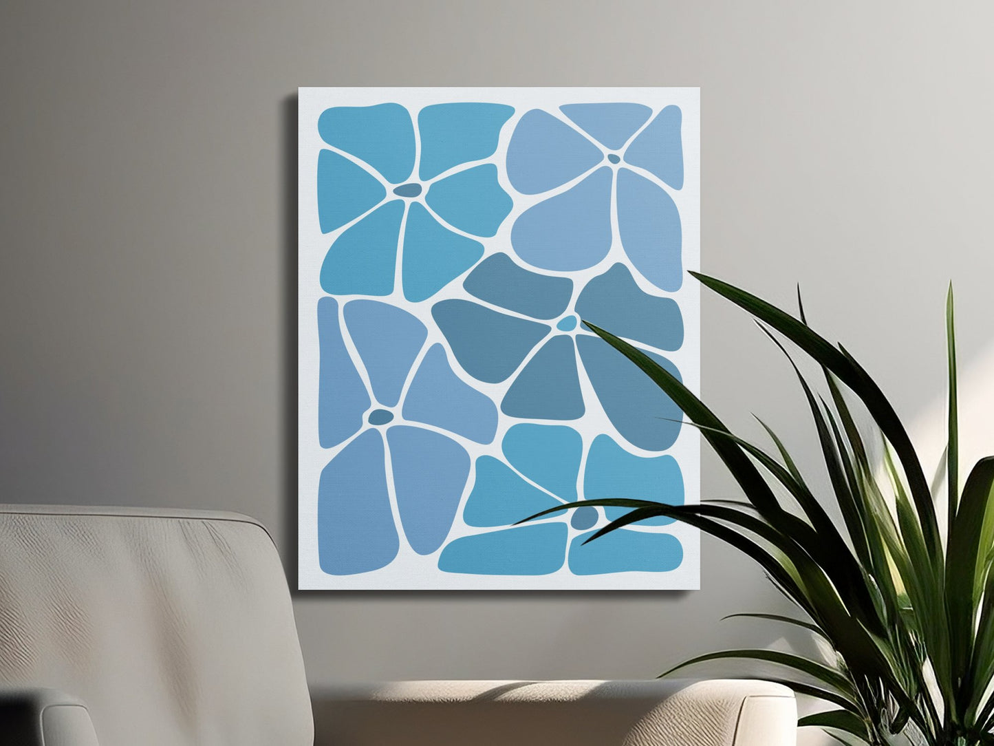 Premium Poster of Stunning Blue Floral Wall Art for Home Decor Canvas Wraps