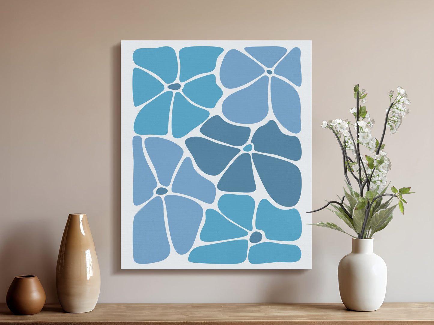 Premium Poster of Stunning Blue Floral Wall Art for Home Decor Canvas Wraps