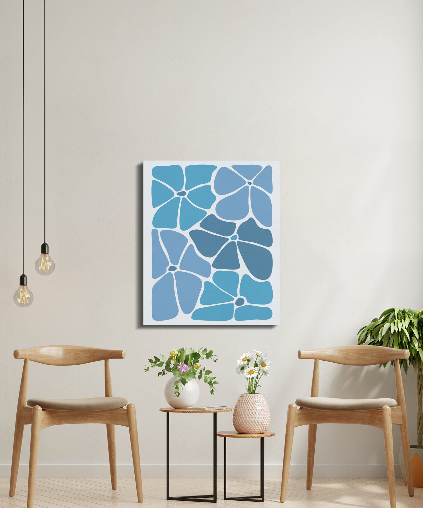 Premium Poster of Stunning Blue Floral Wall Art for Home Decor Canvas Wraps