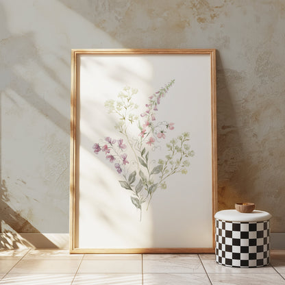 Premium Poster of Stunning Botanical Pastel Flower Art Print Posters