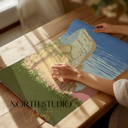 Premium Poster of Stunning Cliffside Scene Nature Art Wall Decor Posters