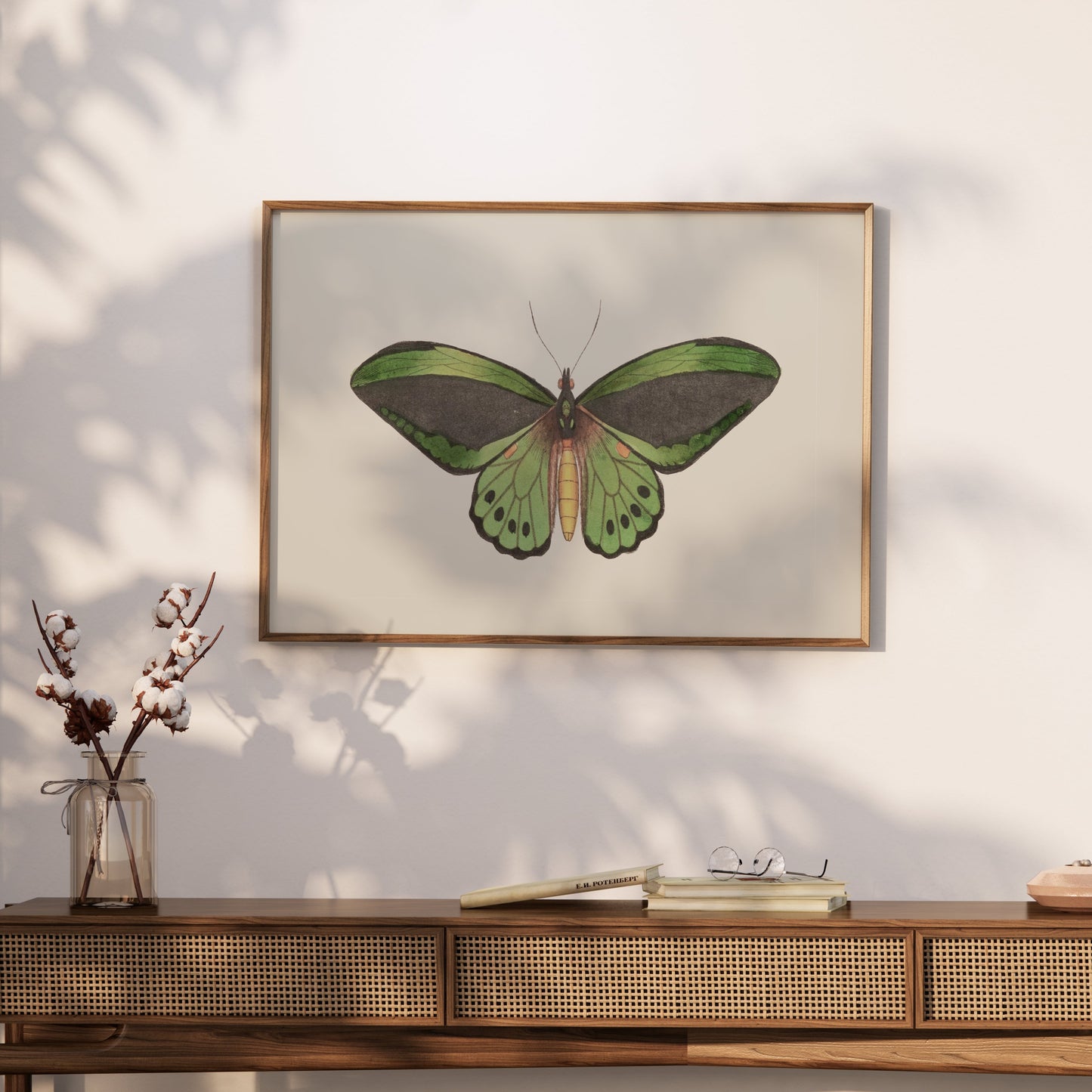 Premium Poster of Stunning Detailed Green Butterfly Illustration Posters