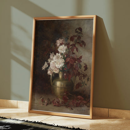 Premium Poster of Stunning Floral Vase with White Roses Art Posters