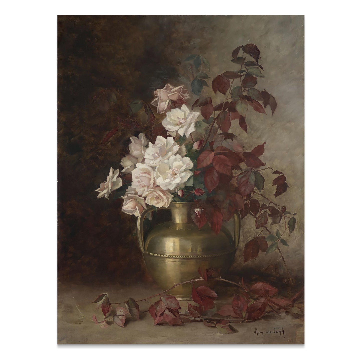 Premium Poster of Stunning Floral Vase with White Roses Art Posters