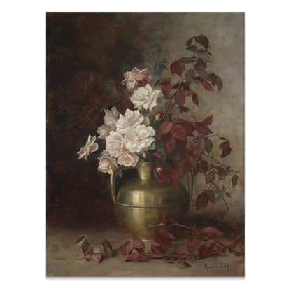 Premium Poster of Stunning Floral Vase with White Roses Art Posters