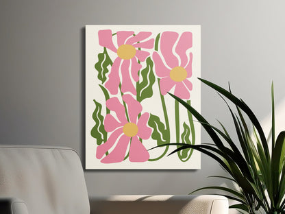 Premium Poster of Stunning Floral Wall Art With Pink Flowers Canvas Wraps