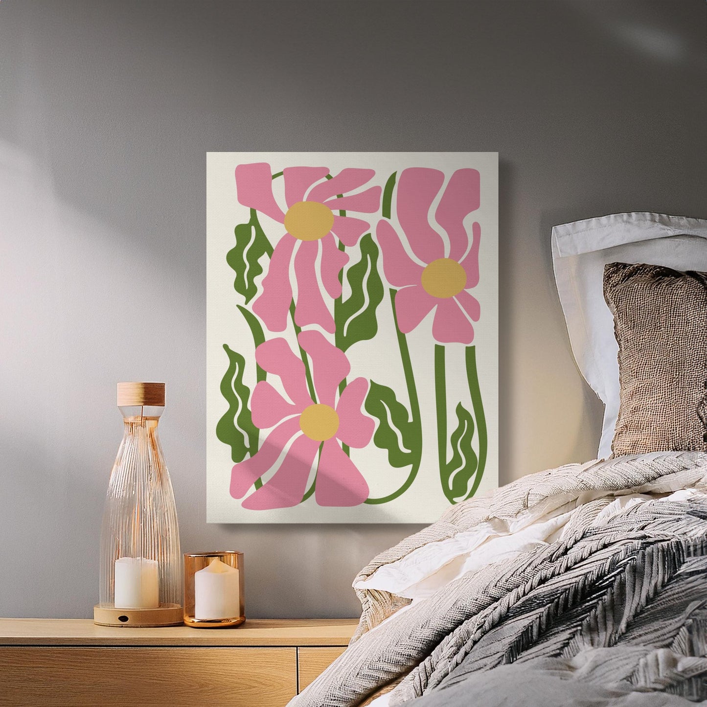 Premium Poster of Stunning Floral Wall Art With Pink Flowers Canvas Wraps