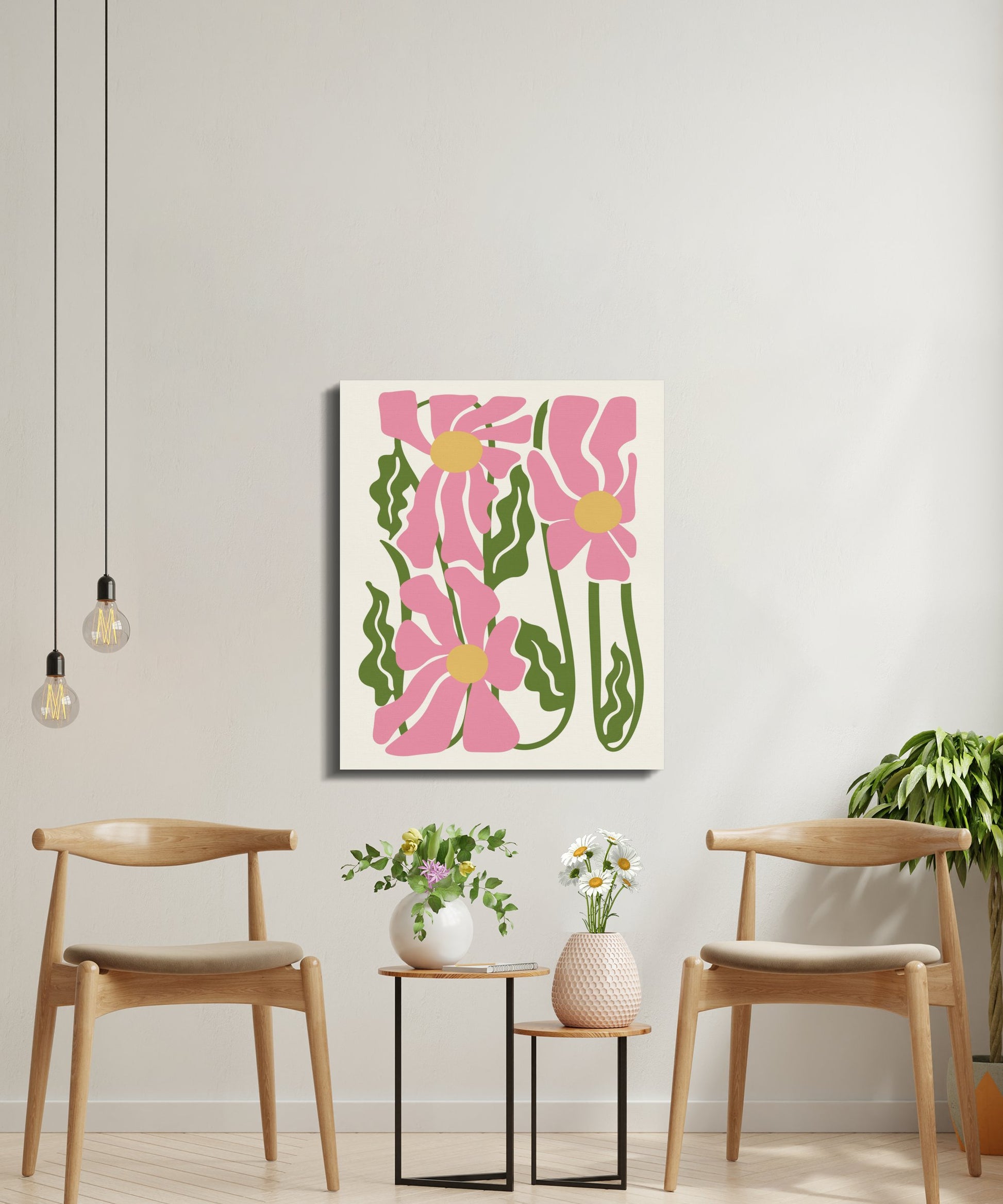 Premium Poster of Stunning Floral Wall Art With Pink Flowers Canvas Wraps
