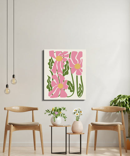 Premium Poster of Stunning Floral Wall Art With Pink Flowers Canvas Wraps