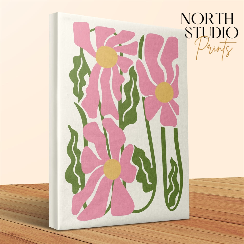Premium Poster of Stunning Floral Wall Art With Pink Flowers Canvas Wraps