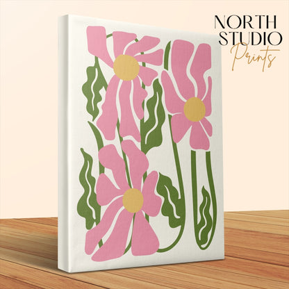 Premium Poster of Stunning Floral Wall Art With Pink Flowers Canvas Wraps