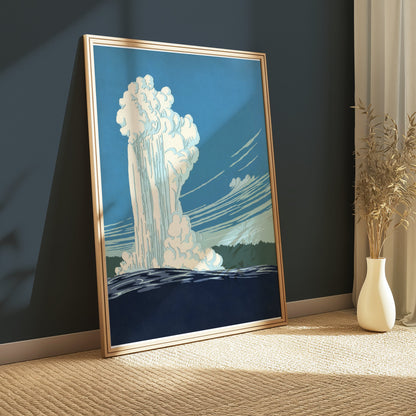 Premium Poster of Stunning Geyser Eruption Scenic Landscape Art Posters