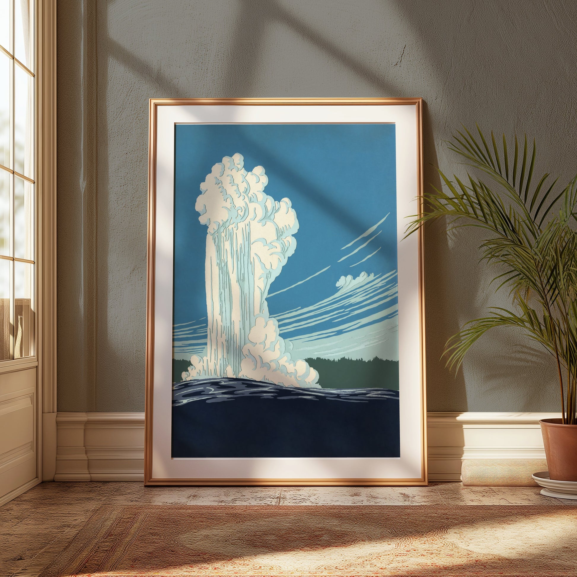 Premium Poster of Stunning Geyser Eruption Scenic Landscape Art Posters