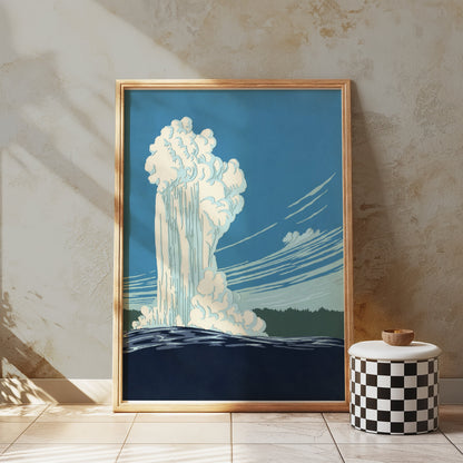 Premium Poster of Stunning Geyser Eruption Scenic Landscape Art Posters