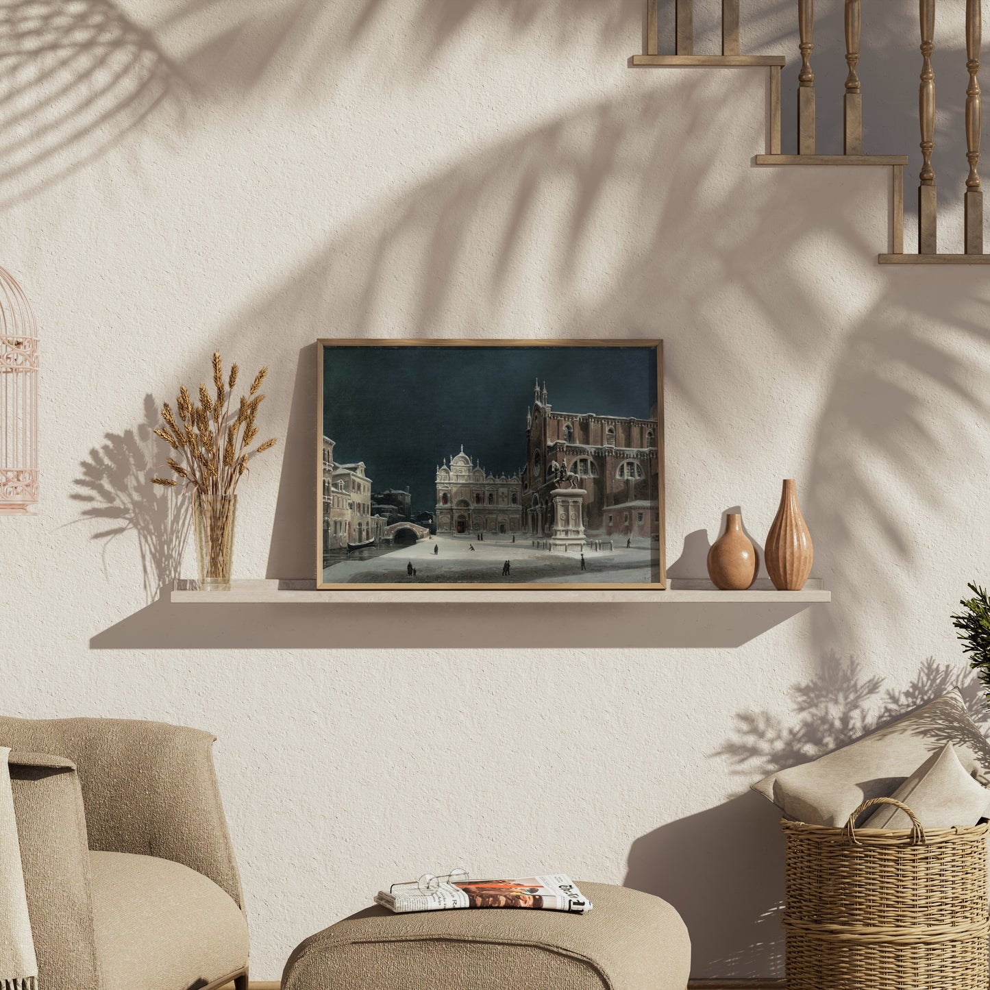 Premium Poster of Stunning Historic Winter Scene in European Town Posters