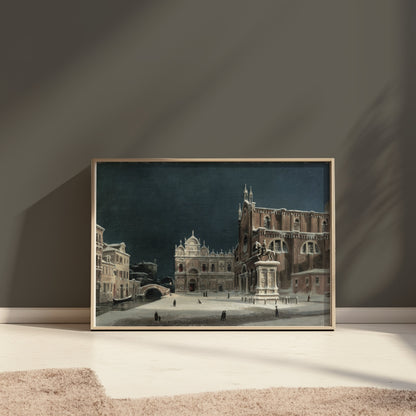 Premium Poster of Stunning Historic Winter Scene in European Town Posters