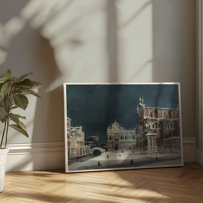 Premium Poster of Stunning Historic Winter Scene in European Town Posters