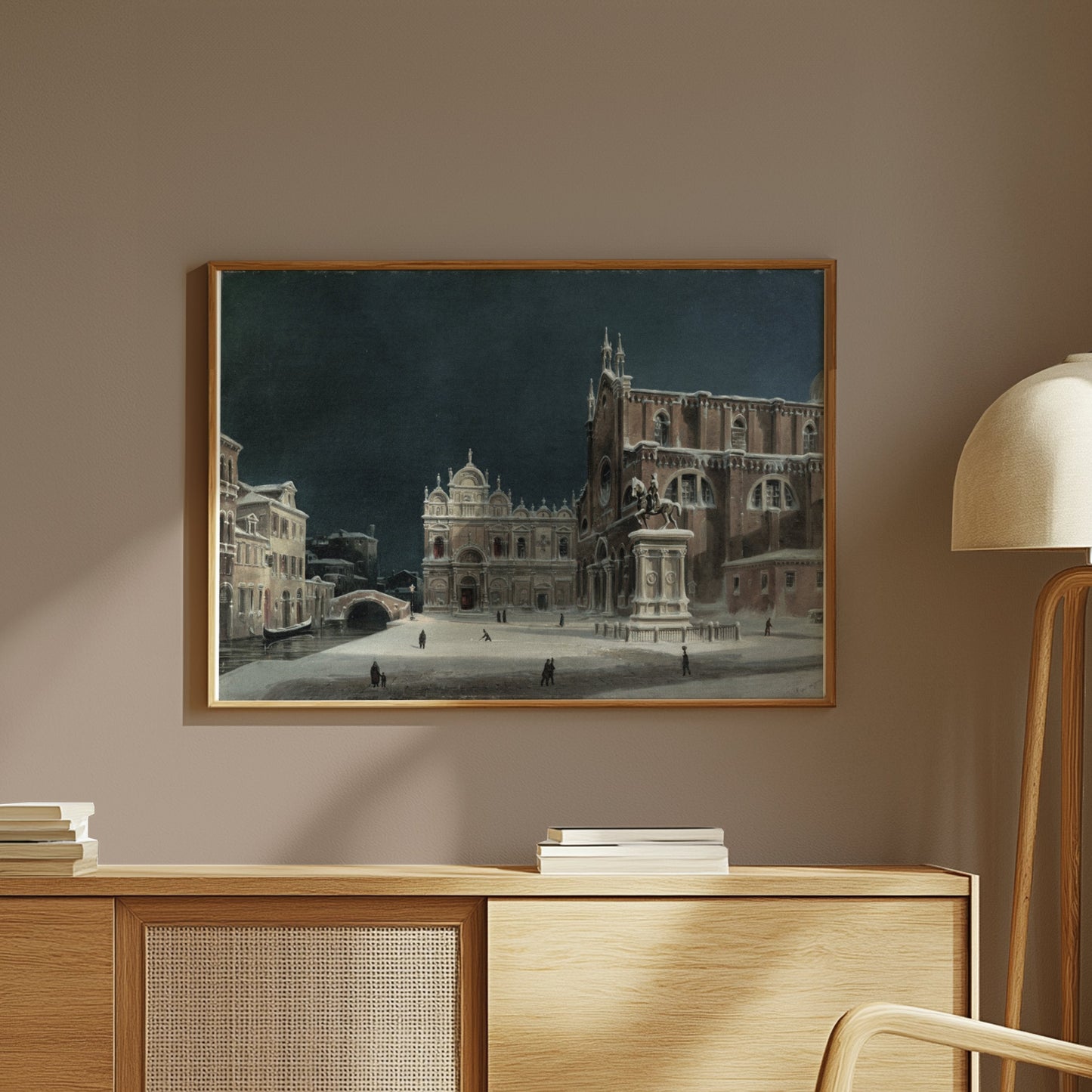 Premium Poster of Stunning Historic Winter Scene in European Town Posters