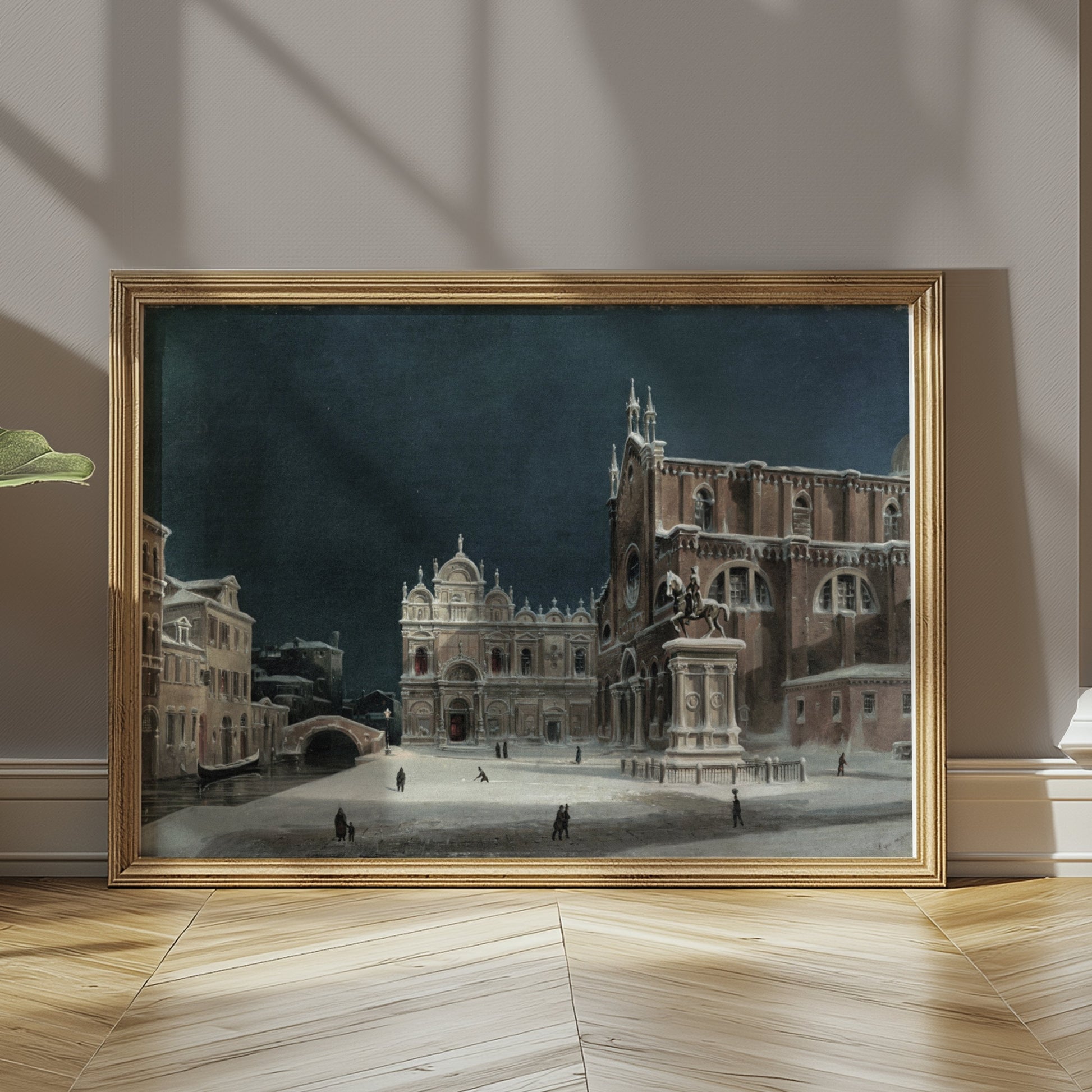 Premium Poster of Stunning Historic Winter Scene in European Town Posters