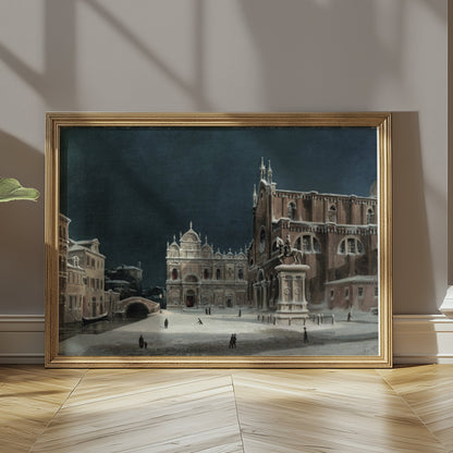 Premium Poster of Stunning Historic Winter Scene in European Town Posters