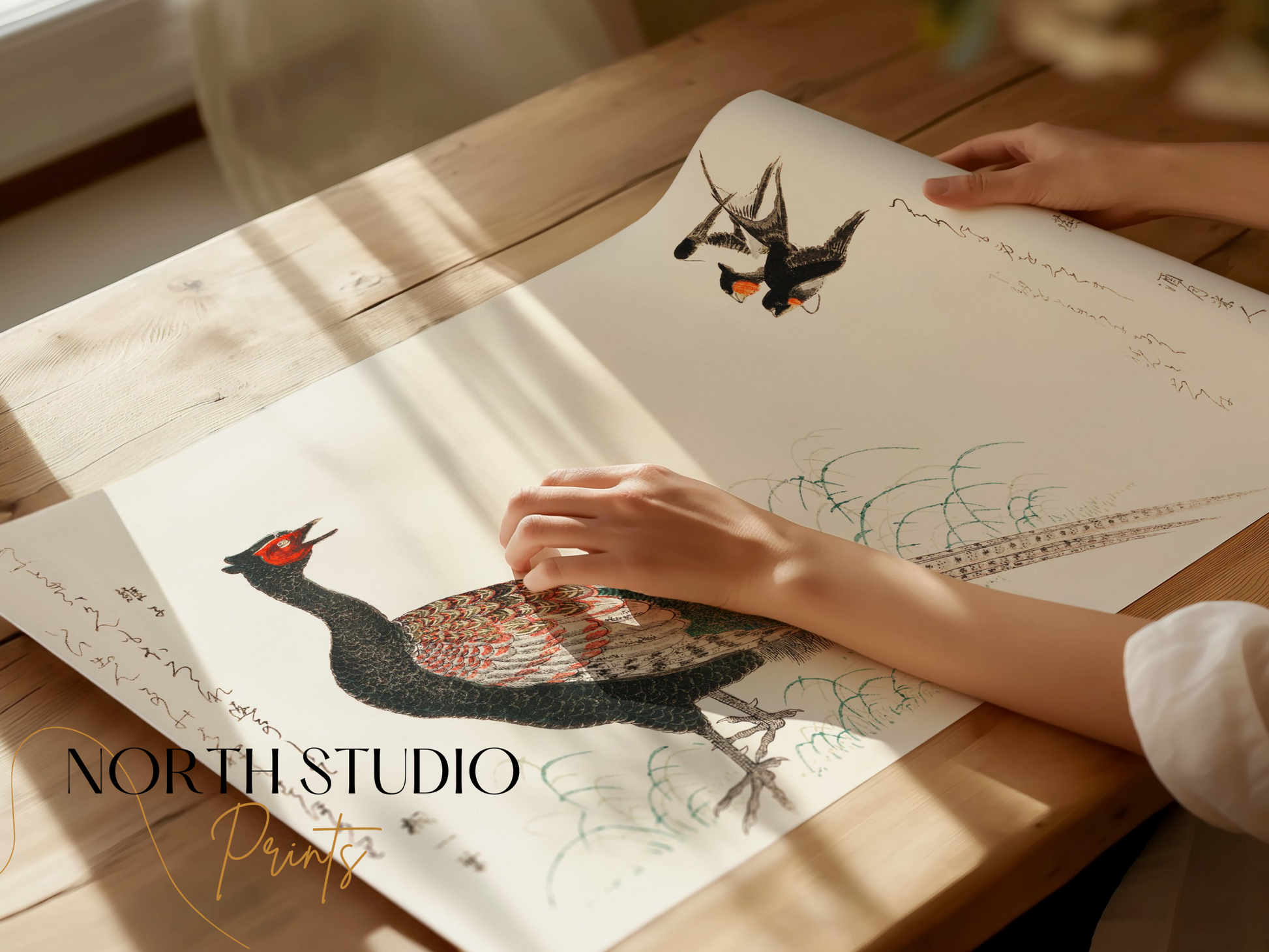Premium Poster of Stunning Japanese Animal Artwork with Elegant Birds Posters