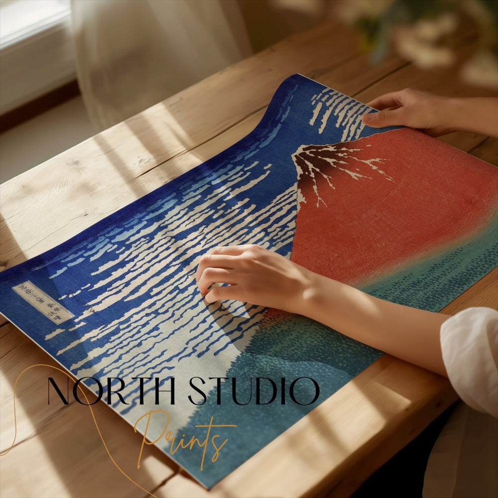 Premium Poster of Stunning Traditional Japanese Art Mountain Scene Posters