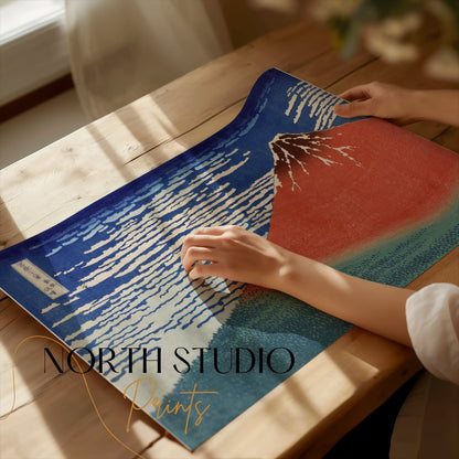 Premium Poster of Stunning Traditional Japanese Art Mountain Scene Posters