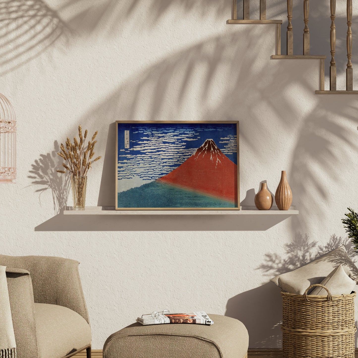 Premium Poster of Stunning Traditional Japanese Art Mountain Scene Posters
