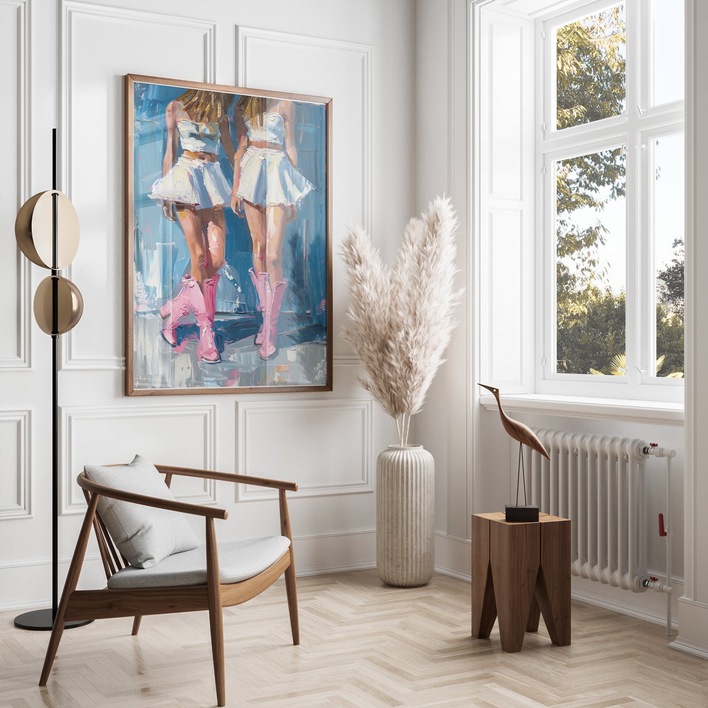 Premium Poster of Stunning Twin Cowgirl Fashion in Pink Boots Posters