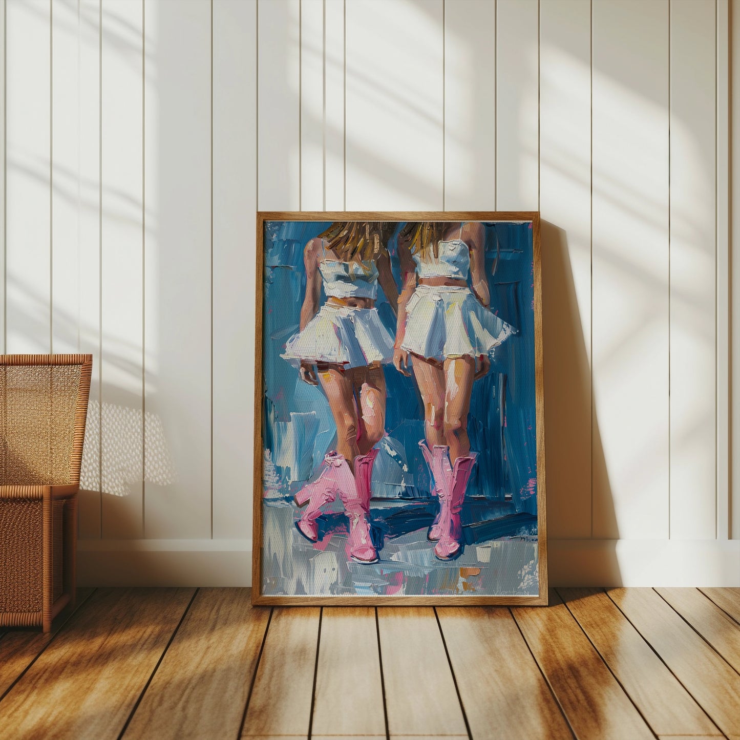 Premium Poster of Stunning Twin Cowgirl Fashion in Pink Boots Posters